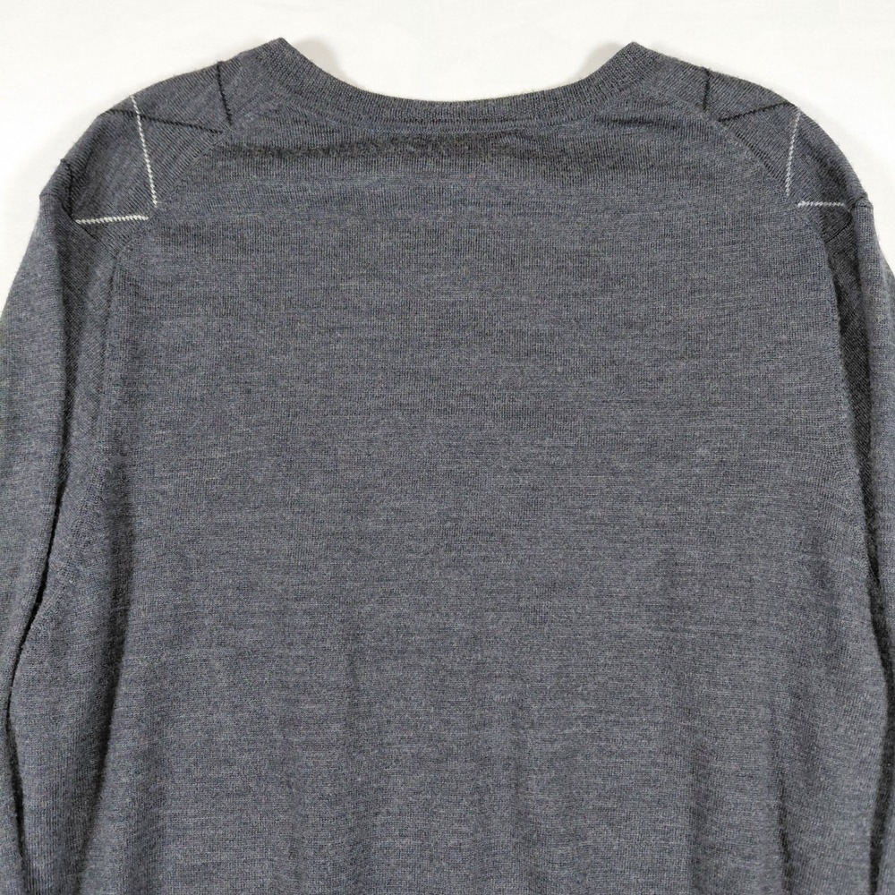 Marco Fiori Mens‎ Large Charcoal Grey Argyle V Neck Merino Wool Sweater - Picture 5 of 9